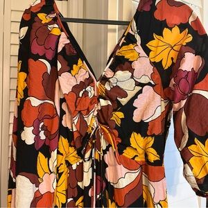 Anthropologie Floral Maxi Dress - Black, Yellow, Pink, Brown